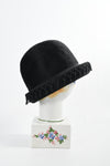 Vintage 1960s Black Beaded Brim Soft Deep Crown Bowler Hat | by Schiaparelli Paris