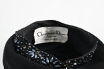 Vintage 1960s Black Fur Felt Floral Beaded Turban | by Christian Dior