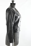 Vintage 1980s Black Leather Gold Button Short Jacket  | Small | by Firenze