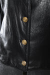 Vintage 1980s Black Leather Gold Button Short Jacket  | Small | by Firenze