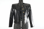 Vintage 1980s Black Leather Gold Button Short Jacket  | Small | by Firenze