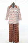 Vintage 1960s Burnt Orange White Pants Suit Set | XL Short | by Classic Lady Constantine
