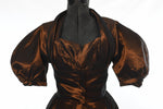 Vintage 1950s Copper Bust Shelf Halter Jacket Party Dress Set  | XXS | by Lorrie Deb