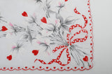 Vintage 1950s Valentine Heart Flower Bouquet Handkerchief
