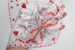 Vintage 1950s Valentine Heart Flower Bouquet Handkerchief