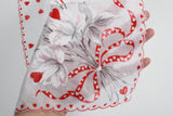 Vintage 1950s Valentine Heart Flower Bouquet Handkerchief