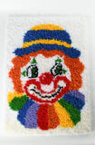 Vintage 1970s Rainbow Clown Latch Hook Rug Wall Hanging