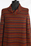 Vintage 1960s Rainbow Long Sleeve Geometric Mini Tent Dress | Size XS