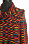 Vintage 1960s Rainbow Long Sleeve Geometric Mini Tent Dress | Size XS