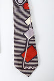 Vintage 1940s Black White Stripe Abstract Geometric Wide Swing Tie | by Wembley