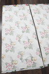 Vintage 1940s Gray Chrysanthemum Peonies Bark Cloth Curtain Set | 74" L X 33" W Each