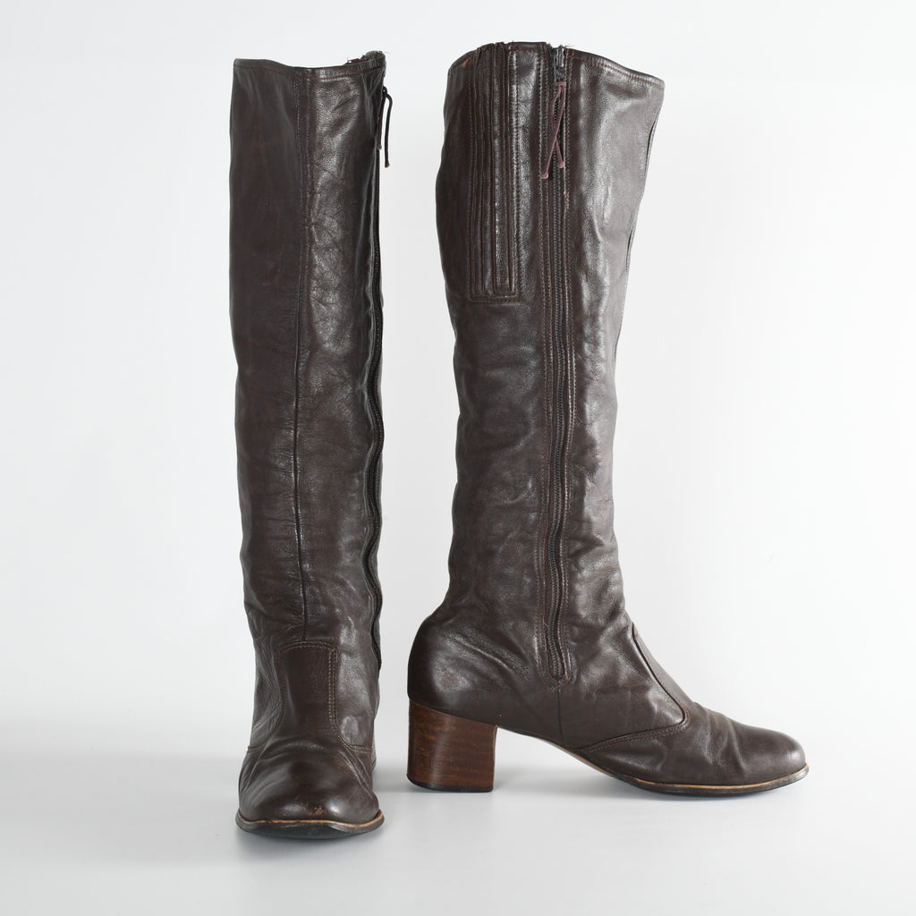 Journee Collection Womens Spokane Stacked Heel Riding Boots Chestnut 10 :  Target