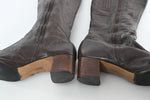 Vintage 1970s Tall Brown Leather Heel Boot | Size 7 | by Cobbies