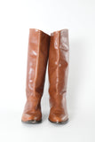 Vintage 1980s Brown Tall Leather Short Heel Boots | Size 8B | by Connie Sport