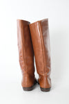 Vintage 1980s Brown Tall Leather Short Heel Boots | Size 8B | by Connie Sport