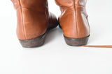 Vintage 1980s Brown Tall Leather Short Heel Boots | Size 8B | by Connie Sport