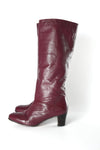 Vintage 1970s Oxblood Red Tall Leather Heel Boot | Size 7.5 - 8.5 | by Hush Puppies