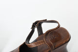 Vintage 1990s Brown Leather Chunky Slingback Platform Clog | Size 9M | by Mia