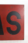 Vintage Red Porcelain Enamel Metal Gas Sign 38" X 24"