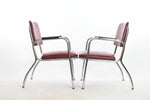 Vintage 1940s Red Chrome Modern Black Bakelite Arm Chairs | by Royal Metal Manufacturing