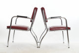 Vintage 1940s Red Chrome Modern Black Bakelite Arm Chairs | by Royal Metal Manufacturing