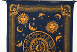 Vintage Early 2000s Zodiac Navy Blue Gold Celestial Fuzzy Blanket | 73" L X 55" | by Biederlack