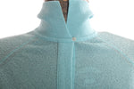 Vintage 1960s Aqua Blue Bouclé Knit Turquoise Print Cardigan Sweater  |  XL - 2XL  |  by Talbott Travler
