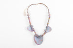 Vintage 1980s Purple Painted Brass Bold Hearts Necklace | 22" Length