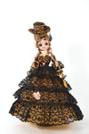 Vintage Late 60s 1970s Big Eye Black Lace Orage Dress Victorian Boudoir Doll