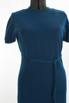 Vintage 1960s Teal Blue Short Sleeve Sweater Dress   |  S - M  |  by Talbott Travler