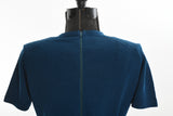 Vintage 1960s Teal Blue Short Sleeve Sweater Dress   |  S - M  |  by Talbott Travler