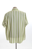 Vintage 1970s Green Striped Short Sleeve Button Down Shirt  | 17.5 2XL | Van Heusen
