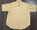 Vintage 1970s Yellow Striped Short Sleeve Button Down Shirt  | 17.5 2XL | Van Heusen