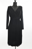 Vintage 1960s Black Fringe Long Sleeve Cocktail Dress | Medium | by Lilli Diamond California