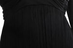 Vintage 1960s Black Fringe Long Sleeve Cocktail Dress | Medium | by Lilli Diamond California