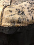 Vintage 1960s Black Leather Rare Print Faux Fur Mod Midi Coat | Large | by Lilli Ann London