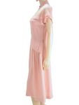 Vintage 1940s Pink Illusion Lace Bodice Day Dress   |   XS Small