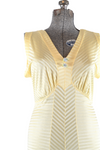 vintage 40s yellow striped sleeveless Lorraine Nightgown upper bodice details