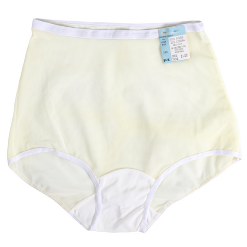 vintage 1960s girdle panties in pale yellow with white double nylon mushroom gusset by Penneys Gaymode