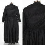 Antique 1800s Victorian Black Polished Cotton Apron Dress Set  | Plus Size