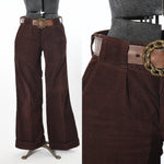 Vintage 1970s Brown Wide Flare Corduroy Pants  | Large
