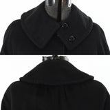 Vintage 1950s Black Wool Patch Pocket Lined Coat | XS