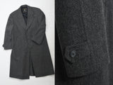 Vintage 1980s Gray Black Herringbone Wool Overcoat   |  Size 40R  |  by Hart Schaffner & Marx