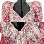 Vintage 1980s Pink Glamour Heart Cutout Sequin Formal Dress  | Size XS - Small  | by Sho Max Originals