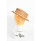 Vintage Late 30s - Mid 40s Fall Colors Velvet Trim Boater Straw Tilt Hat  |  by Francis and Walter Nelkin