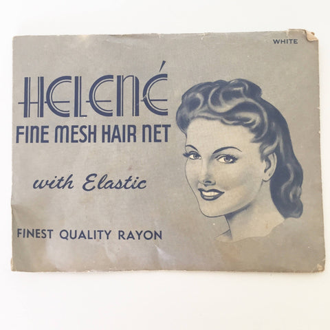 vintage 1940s white fine mesh hair net with elastic made by Helene