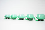 Vintage 50s Green Winslow Anderson Estate Punch Cup Set handle view