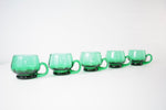 Vintage 50s Green Winslow Anderson Estate Punch Cup Set opposite cups handle view