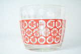 Vintage 1960s Mid Century Modern Red White Polka Dot Glass Ice Bucket