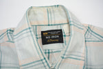 Vintage 1970s Green Peach Plaid Button Down Shirt   |    Large   |   by JC Penney